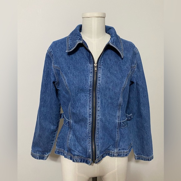 VINTAGE xhilaration 90’s Blue Denim Zip Up Jacket Size Small - Picture 1 of 6